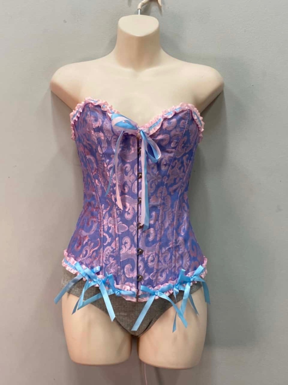 Lavender Pink Ribbon Bustier Corset